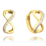 1031 MINET Pozlacené stříbrné náušnice NEKONEČNO s bílými zirkony