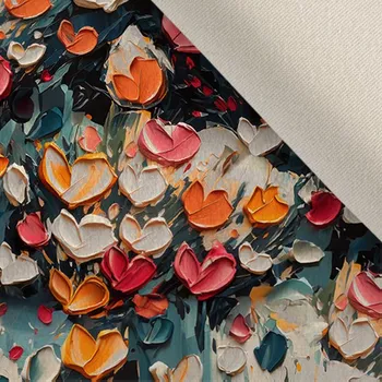 Oděvní strečový samet malovaná srdce