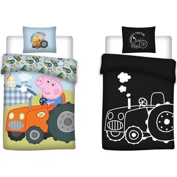 Povlečení SVÍTÍCÍ dětské povlečení PEPPA TRAKTOR 100% BAVLA