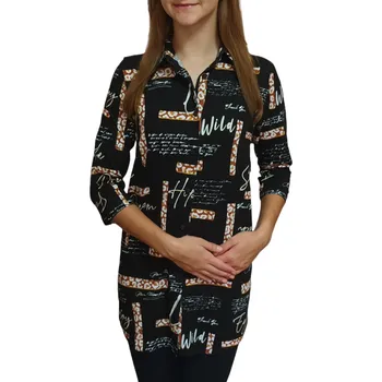 Pánská košile Delší košile Sabatti černá s hnědým vzorem Velikosti Sabatti: 48