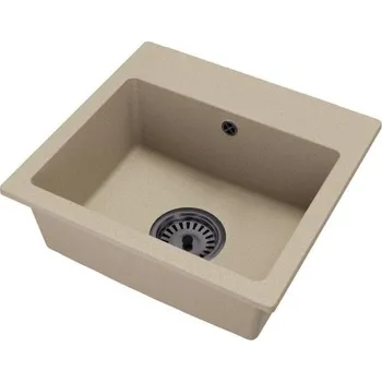 Granitový dřez Granitový dřez DON BÉŽOVÁ + černý sifon 44,2 x 41,5 x 17,1cm
