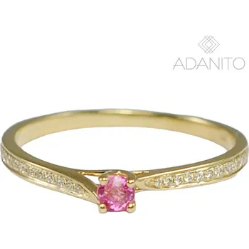 Prsten Zlatý briliantový prsten s růžovým safírem