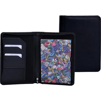 Pánská aktovka Malá kožená zipová spisovka A5 černá 119-0275, Arwel