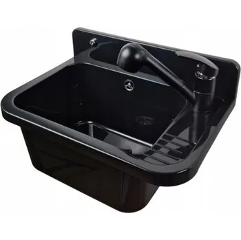 Nerezový dřez Plastový dřez Vigo s baterii ATUT černý 50 x 34 x 31cm