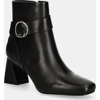 Dámské kozačky Kožené kotníkové boty Karl Lagerfeld BEATA dámské, černá barva, na podpatku, KL31444 KL31444.000 99X, EUR 38