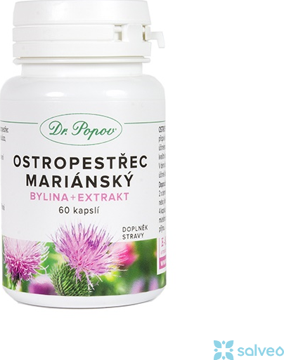 Ostropestřec bylina+extrakt Dr. Popov 60 kapslí