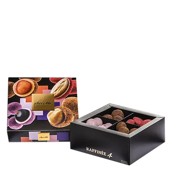 Čokoláda Bonboniéra s TOP výběrem gurmánských dražé s mléčnou, bílou, blond a ruby čokoládou s ovocem a ořechy Raffinée 4 chocoMe