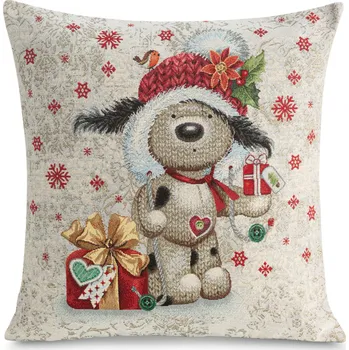Povlak na polštářek VÁNOČNÍ GOBELÍNOVÁ DEKORAČNÍ POVLAK NA POLŠTÁŘ CUTE 45X45 CM VZOROVANÁ