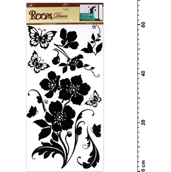 Samolepící dekorace Anděl 1042 samolepící dekorace černé květina s motýli 69x30cm