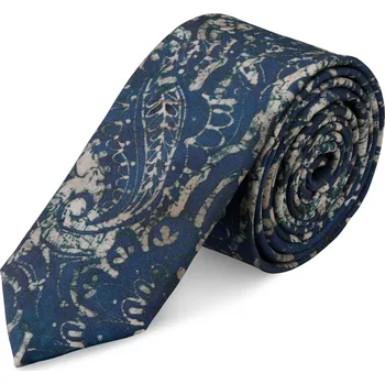 Virtuo | 6cm tmavě modrá hedvábná kravata se vzorem paisley - Bohemian Revolt