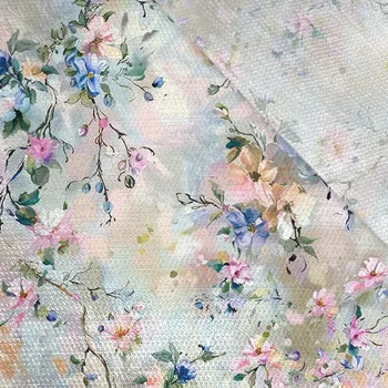 Viskózové plátno s leskem rozlité květiny olejomalba