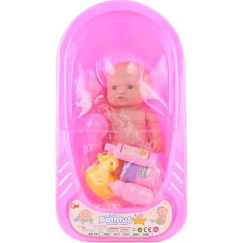 Panenka Miminko 23cm ve vaničce herní set panenka s toaletními potřebami plast