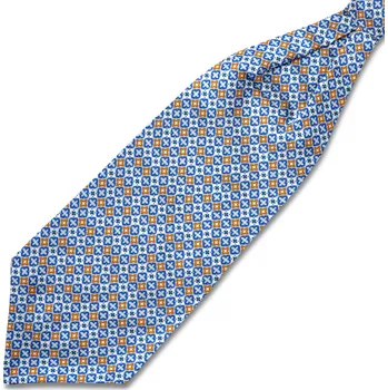 Šála Virtuo | Modrohnědá hedvábná kravatová šála ascot - Bohemian Revolt