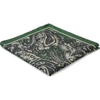 Virtuo | Tmavě zelený hedvábný kapesníček do saka se vzorem paisley - Bohemian Revolt