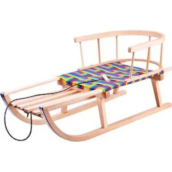 Sáně Dřevěné sáňky s výpletem a opěradlem, 90 cm