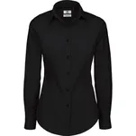 Košile dámská B&C Elastane s dlouhým rukávem - černá, XXL