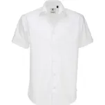Košile pánská B&C Elastane s krátkým rukávem - bílá, 4XL