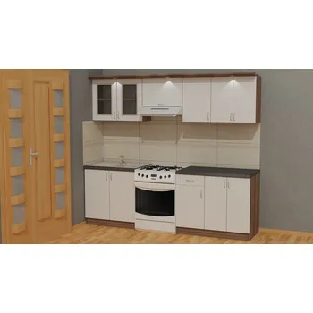 Kuchyňská linka Nabytekmorava Kuchyňská linka Bára B barva kuchyně: D.SONOMA TMAVÁ / BÍLÁ, pracovní deska: ANO S PRACOVNÍ DESKOU