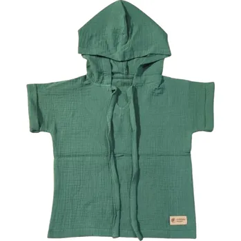 pracovní tričko Mušelínové tričko s kapucí Monkey Mum® - Tmavě zelené 110/116