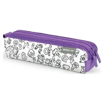 Penál Argus Školní Penál Etue na vymalování barva fialová