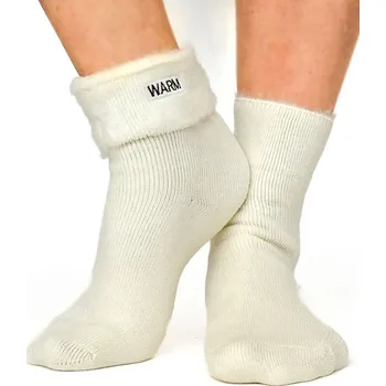 Dámské ponožky Příjemné dámské zateplené ponožky bílé barvy, VELIKOST 39 - 42