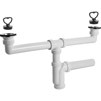 Sifon Plast Brno Sifon dvoudřezový nerezovou mřížkou 70 mm, 50 mm, zátka s očkem, ET00450