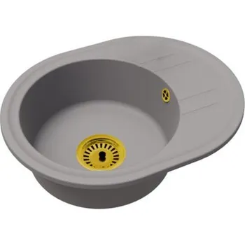 Granitový dřez Granitový dřez BELLA ŠEDÁ + zlatý sifon 45,8 x 58,6 x 19cm