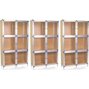 Kvalitní králíkárna z hliníku a HDF desek, 200cm, 18 samostatných kotců, boxů. Osmnáctikotcová, 300x48x180cm.