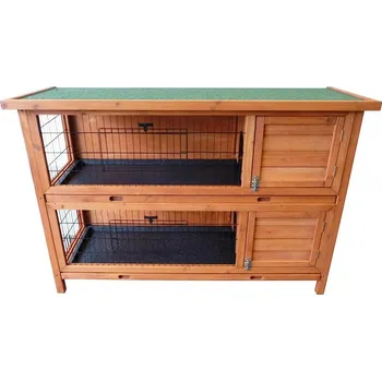 Dvoupatrová králíkárna - kvalitní zpracování, dva oddělené samostatné kotce. Wiltec, 140x50x95cm.