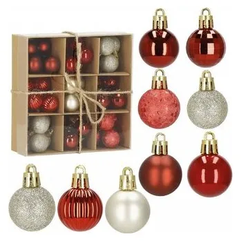Vánoční baňky červeno-zlaté mix - 3cm, maxi sada 54ks