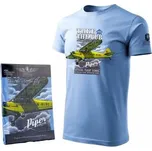 Triko Antonio s letadlem PIPER J-3 CUB - modré, XL