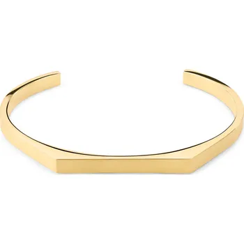 Náramek 5mm matný nastavitelný manžetový náramek s ploškou z nerezové oceli zlaté barvy - Lucleon