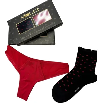 Kalhotky Dámský set kalhotky+ponožky Siélei 7650 M Červená