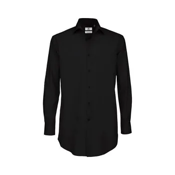 Pánská košile Košile pánská B&C Elastane s dlouhým rukávem - černá, 3XL