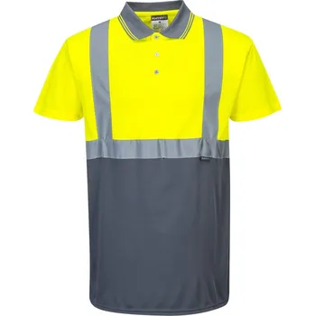Pánské tričko PORTWEST Polokošile Two-Tone S479, krátký rukáv, reflexní POR-S479YGYXXL 2XL Žlutá/šedá