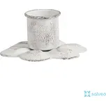 Svícen květina kov bílá IB Laursen průměr 6 x 2 cm