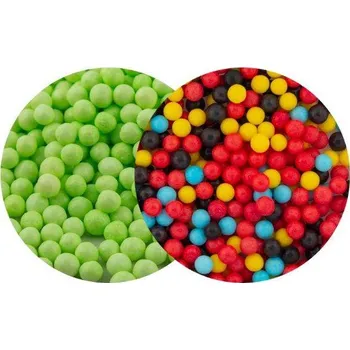 Jedlá dekorace na dort SweetArt cukrové perly světle zelené a Cars mix 5 mm (120 g)
