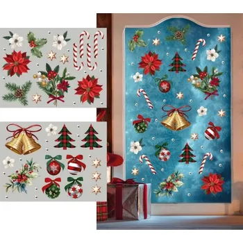 Party dekorace Fiestas Guirca - Vánoční samolepky na okno - Vánoční sada (30 x 40 cm, 1 sada)