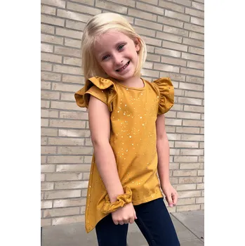 Krásná mamka Dívčí rostoucí tričko s volánky TOUCH OF GOLD zlaté Velikost: 1-2 roky