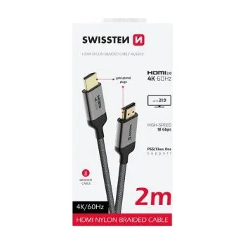 Datový kabel SWISSTEN KABEL HDMI NA HDMI 4K 60Hz 2,0 M NYLON