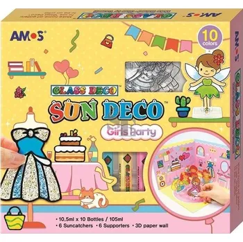 Speciální výtvarná barva Barvy na sklo 10 barev 10,5 ml + 6 sklíček DÍVČÍ PÁRTY, 3D KULISY 6424