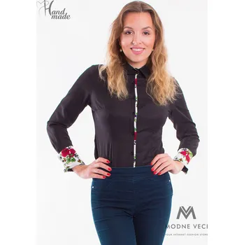 Černá dámská košile Slim Fit VS-DK1714, VELIKOST 6XL