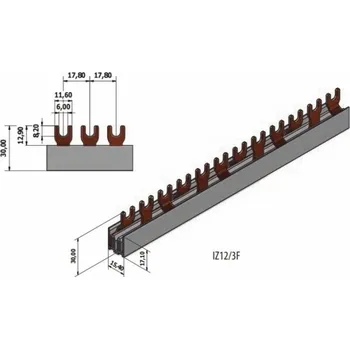 Jistič Připojovací přípojnice ETI IZ12/3F/12, 80A