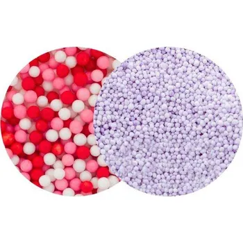 Jedlá dekorace na dort SweetArt cukrové perly Love mix 5 mm a máček fialový (120 g)