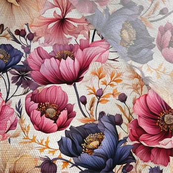 Viskózové plátno s leskem květiny tmavé 86