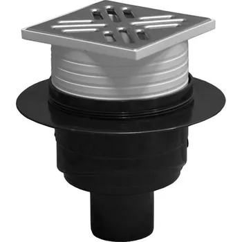 Plast Brno Vpusť podlahová s nerezovou mřížkou 100 x 100 mm se spodním odpadem 50 mm, SI5PC00