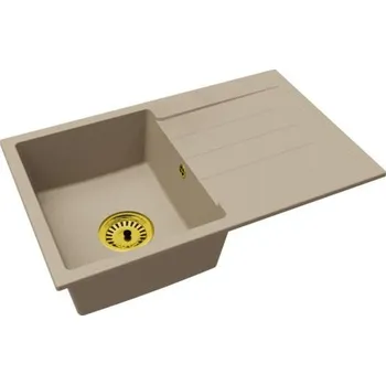 Granitový dřez Granitový dřez ROXY béžový + zlatý sifon 79,5 x 49,5 x 20cm