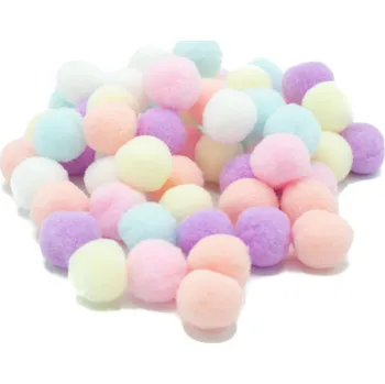 Plyšové bambulky 60ks pastelové