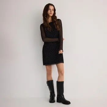 Dámské oblečení Reserved - Mini šaty s aplikacemi - černý - 229CW-99X - 229CW-99X-XS