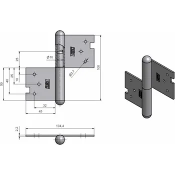 pant Dveřní pant C2 100 100 mm, levý